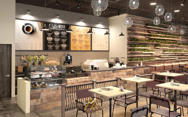 Thiết kế quán cafe hiện đại tự phục vụ