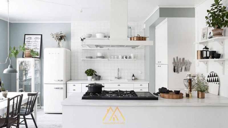 Phòng bếp căn hộ phong cách Scandinavian tối giản