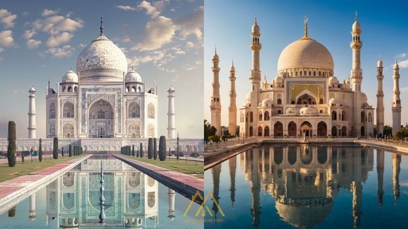 Màu trắng của Taj Mahal thay đổi sắc thái theo ánh sáng, tạo nên vẻ đẹp huyền ảo, lung linh