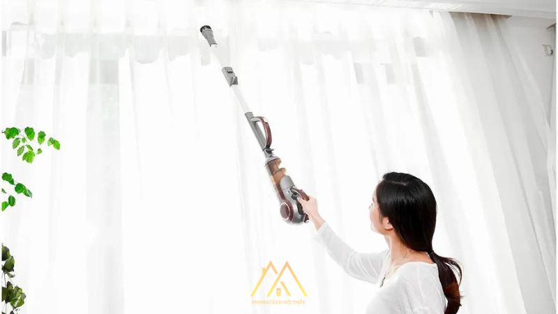 Vệ sinh rèm cửa vải bằng máy hơi nước