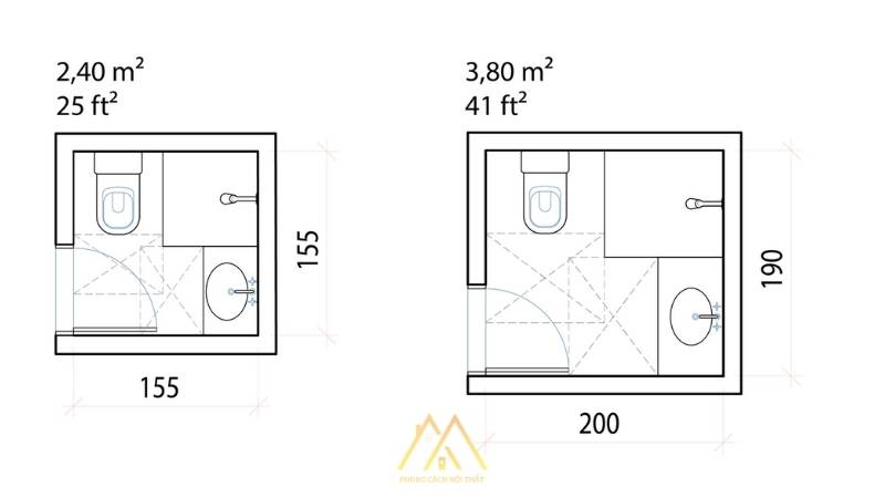 Kích thước phòng tắm tiêu chuẩn với các tiện nghi cơ bản